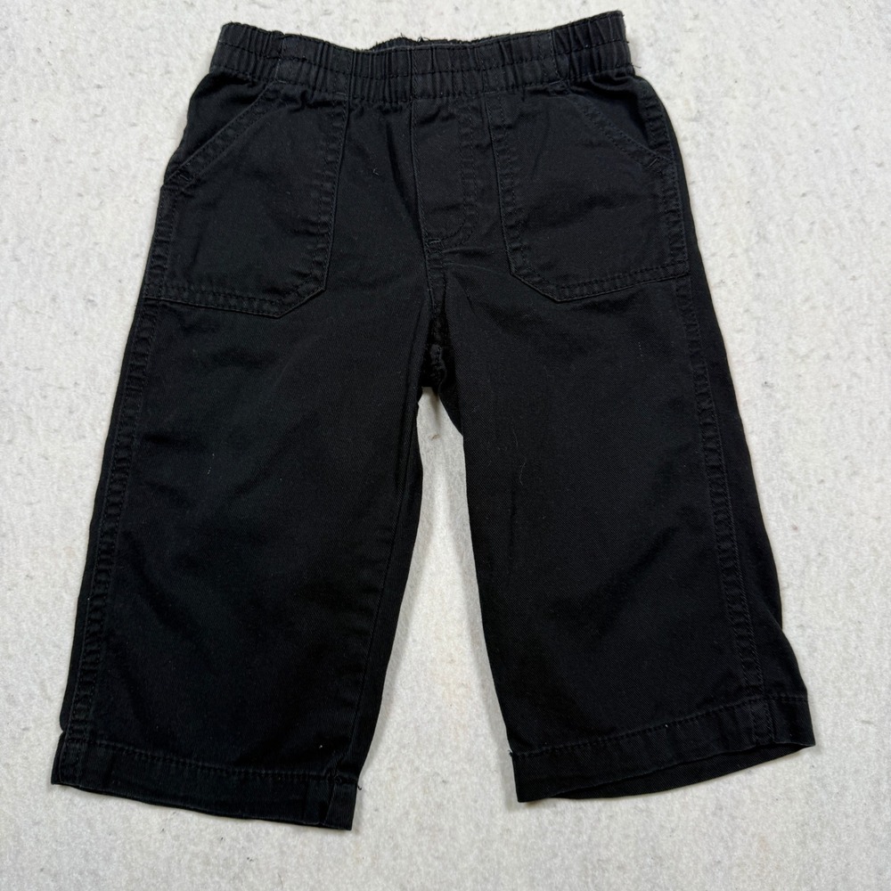 Circo Baby Boys Black Twill Pants Elastic Waist Size 12M Pockets